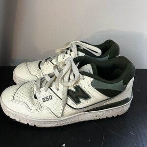 New Balance 550 White and Dark Green Sneakers